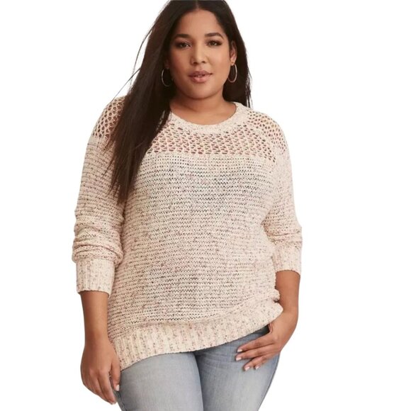 Torrid 3X Open Stitch Yoke Raglan Knit Sweater 11205366 - Picture 1 of 10